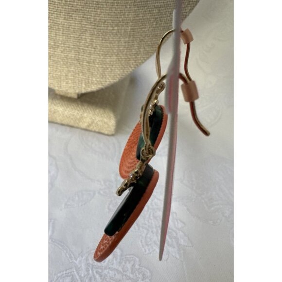 Isaac Mizrahi Orange Gold Rhinestone Dangle Earrings MSRP $38 NEW - Picture 7 of 9